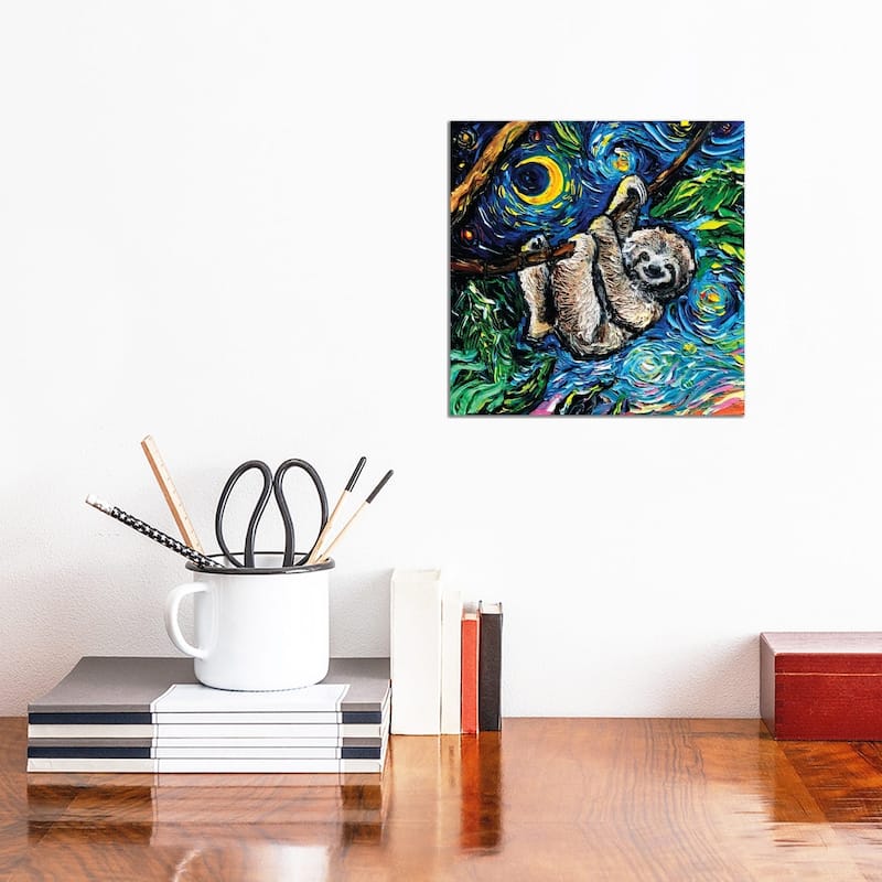 iCanvas "Starry Sloth" by Aja Trier Canvas Print - 12x12x0.75