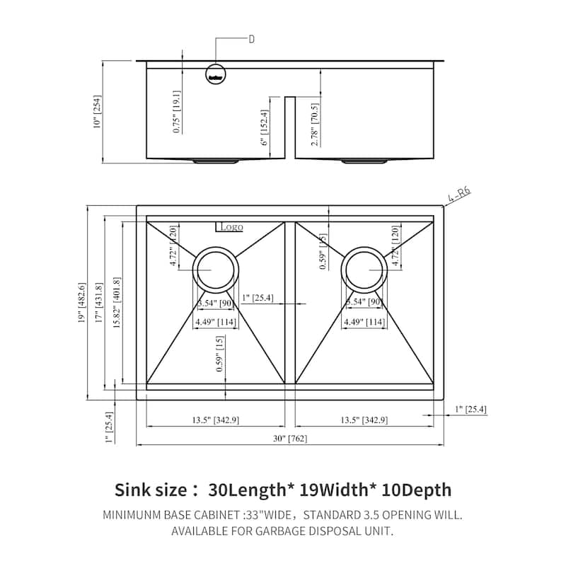Undermount 16 Gauge Double Bowl Stainless Steel Kitchen Sink in Brushed Nickel