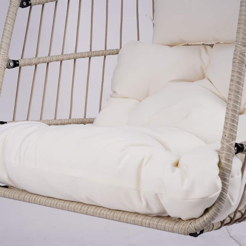 Outdoor Egg Hanging Chair with Stand - Light Gray,Off White