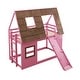 preview thumbnail 5 of 23, Cozy and Fun Wood Twin Size House Bunk Bed with Window Roof Shape Design with Ladder and Climbing Ramp
