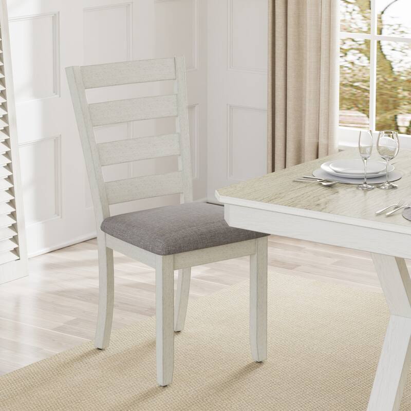 VECELO Dining Table Set with Bench, Solid Wood Rectangular Extendable Dining Table and Chairs Set for 6-8