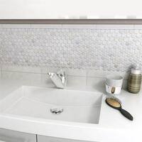 SomerTile 11.25x11.625-inch Seashell Penny White Natural Seashell Mosaic Wall Tile (10 tiles/9.1 sqft.)