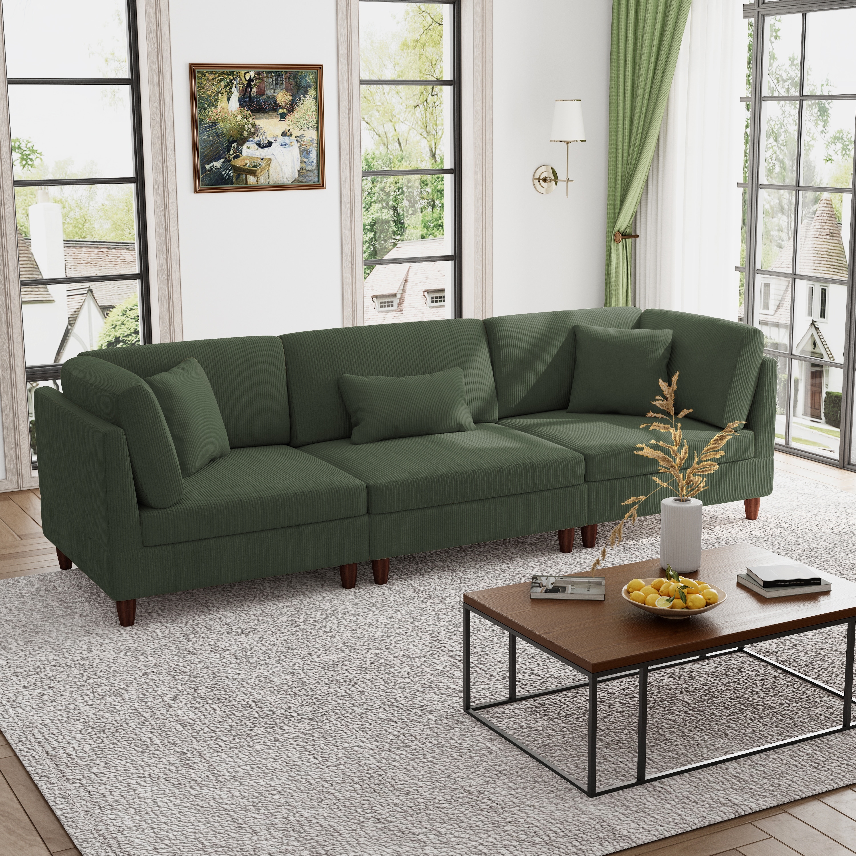 Modern Oversized Modular Corduroy Sectional Sofa Set