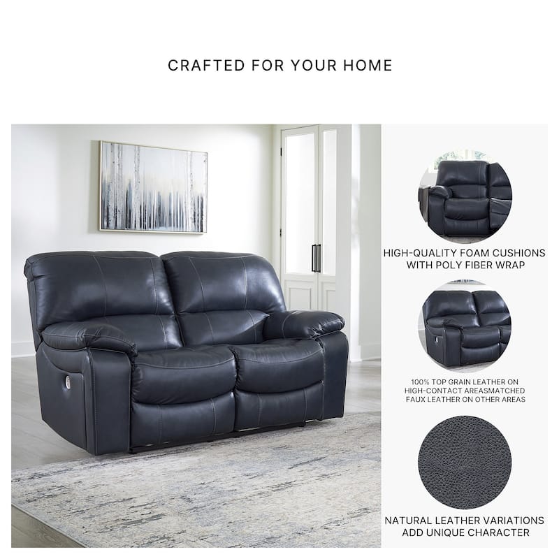 Signature Design by Ashley Leesworth Blue Power Reclining Loveseat - 65"W x 41"D x 41"H