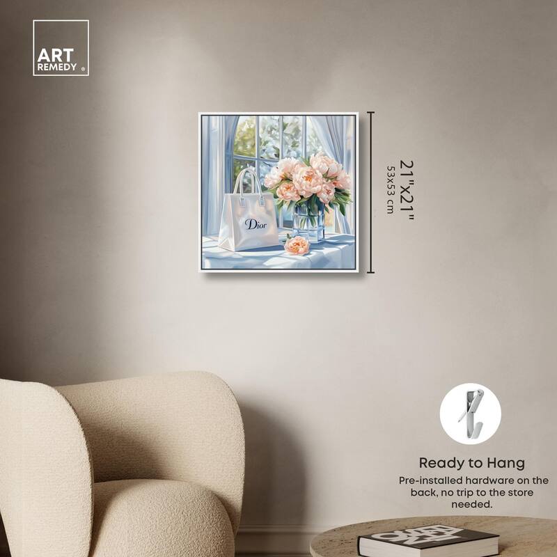 Bag and Peonies Canvas by Art Remedy
