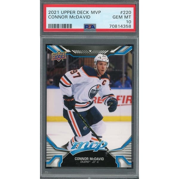 Connor McDavid 2021 Upper Deck MVP Hockey Card #220 Graded PSA 10 - Black - 8'6" x 11'6" - Bed Bath & Beyond - 40988670 Connor McDavid 2021 Upper Deck MVP Hockey Card #220 Graded PSA 10 - Black - 8'6" x 11'6" - Bed Bath & Beyond - 40988670