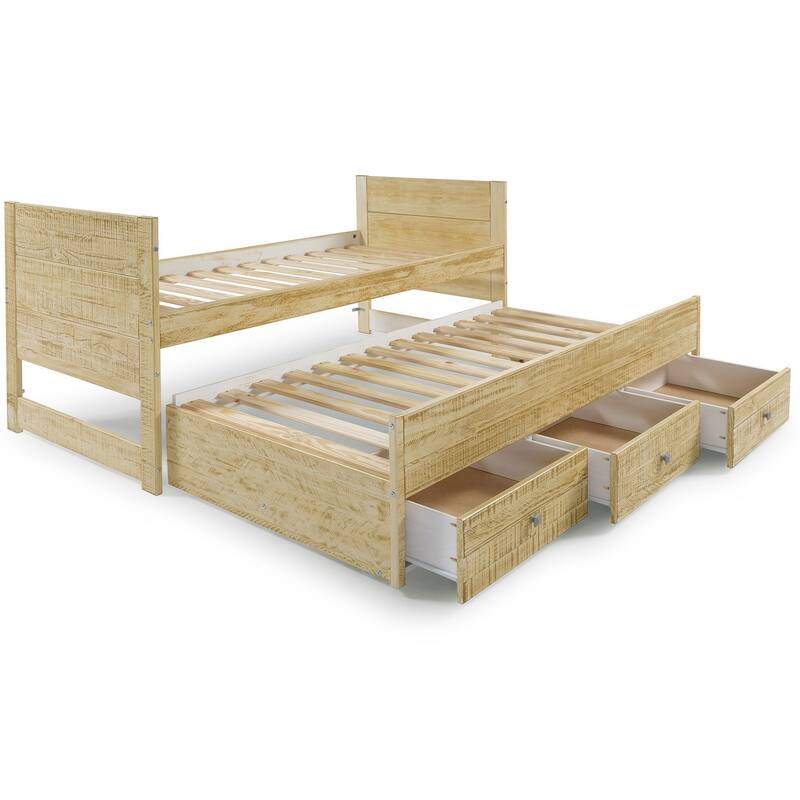 Taylor & Olive Begonia Twin Bed with Twin Trundle & 3 Built in Drawers