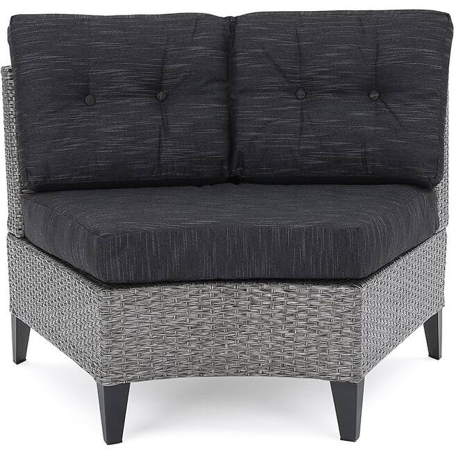 4 Piece PE Rattan Outdoor Conversation Sofa Set, All Weather Patio Modular Half Moon Sectional Sofa with Removable Cushion