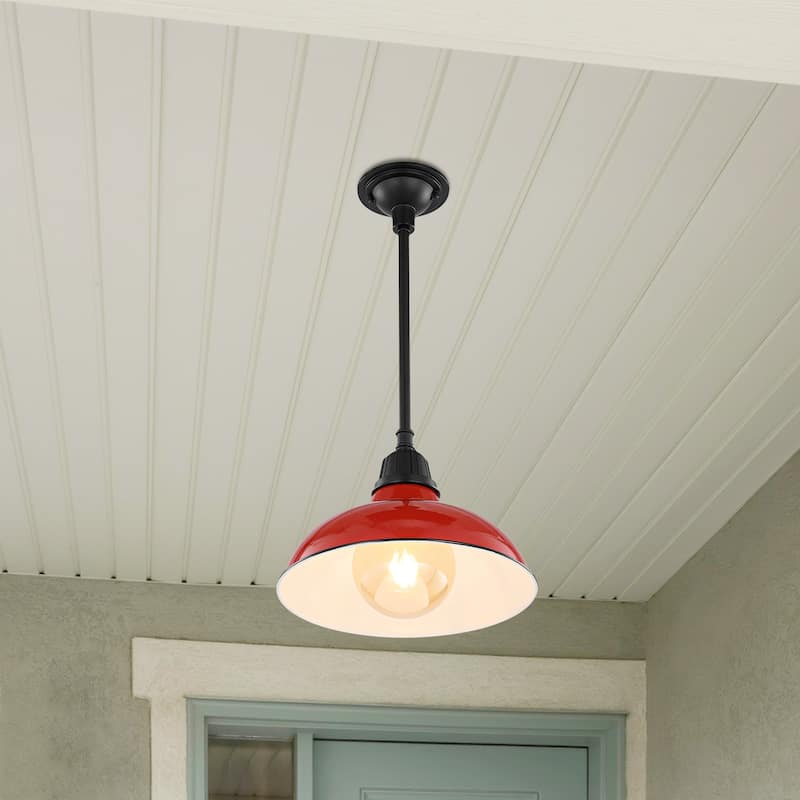 12.25" 1-Light Indoor/Outdoor Iron LED Pendant, by JONATHAN Y - 12.25