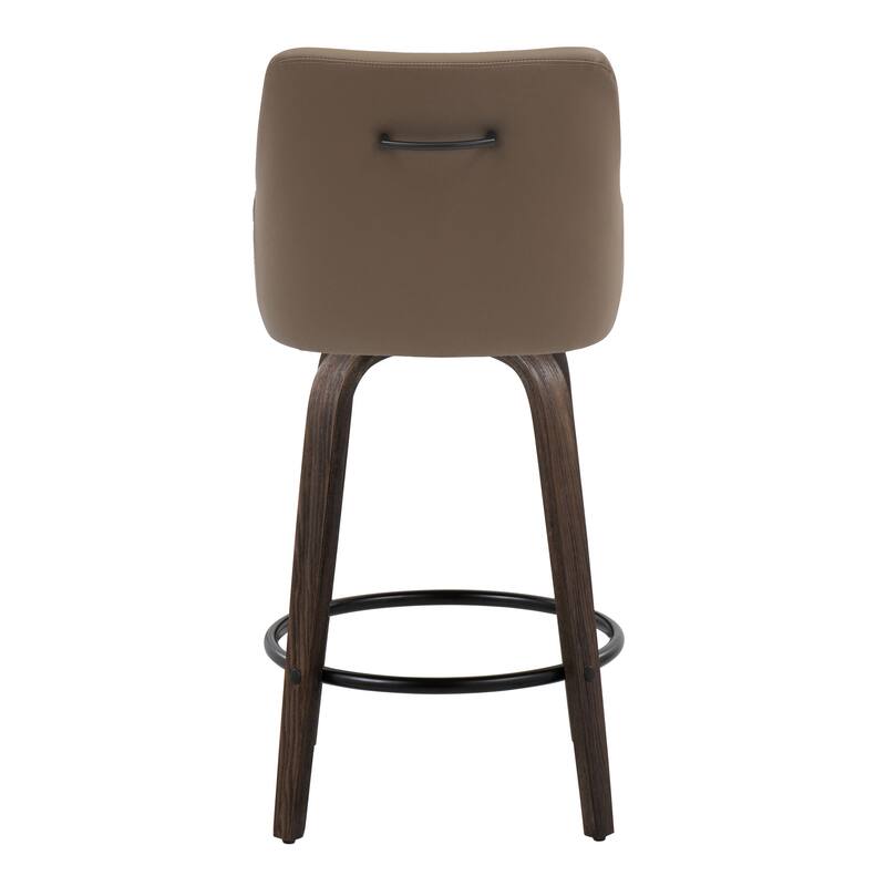 The Gray Barn Hadley 26" Fixed-Height Upholstered Counter Stool with Bent Wood Legs & Round Footrest (Set of 2)