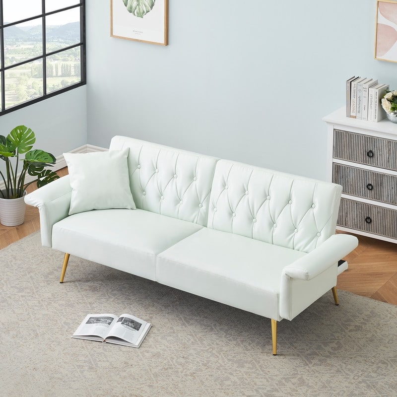 61.4" Faux Leather Split Upholstered Sofa Bed