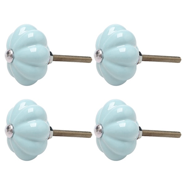 4pcs Ceramic Knobs Drawer Pumpkin Shape Pull Handle Furniture Door Cabinet Cupboard Wardrobe Dresser Replacement Blue