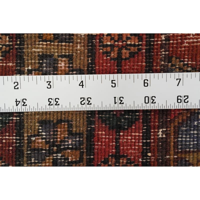 Hand Knotted Oriental 100% Wool Carpet Traditional Geometric Navy Blue & Blues Ardebil Runner Rug - 9' 6'' X 3' 5''