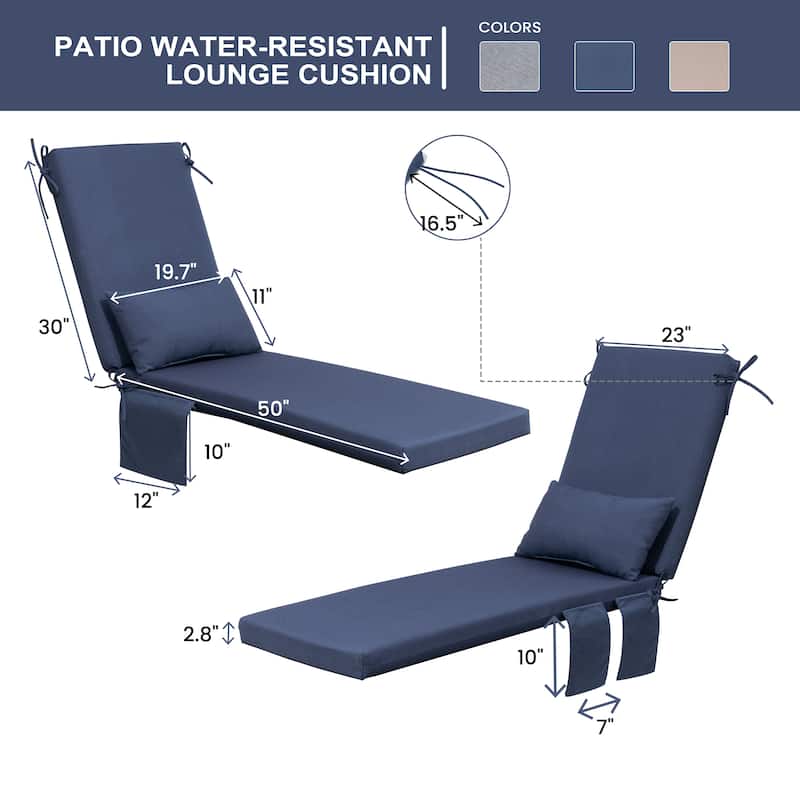 Pellebant Outdoor Lounge Chair Cushions with Pillow