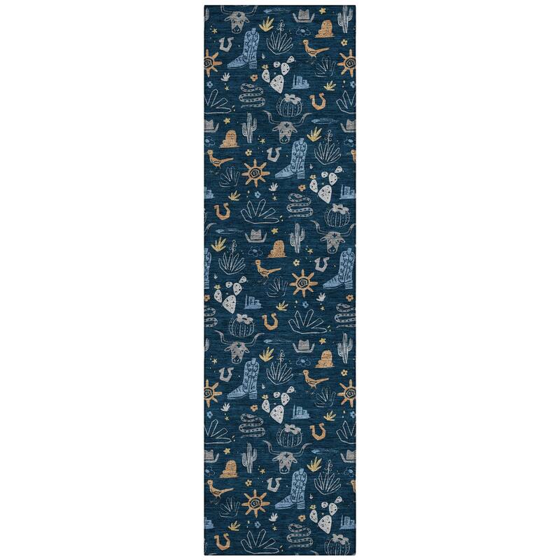 Machine Washable Indoor/ Outdoor Cowboy Ranch Chantille Rug