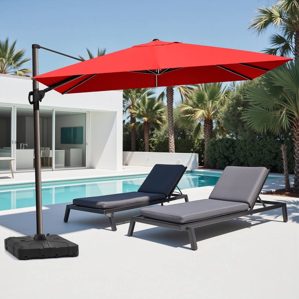 9 FT x 11.5 FT Outdoor Patio Cantilever-Offset Umbrella with Weighted Base