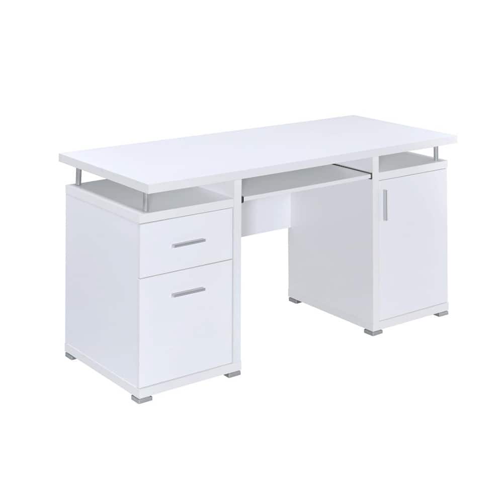 55-inch Office Computer Desk with2 Drawers in White