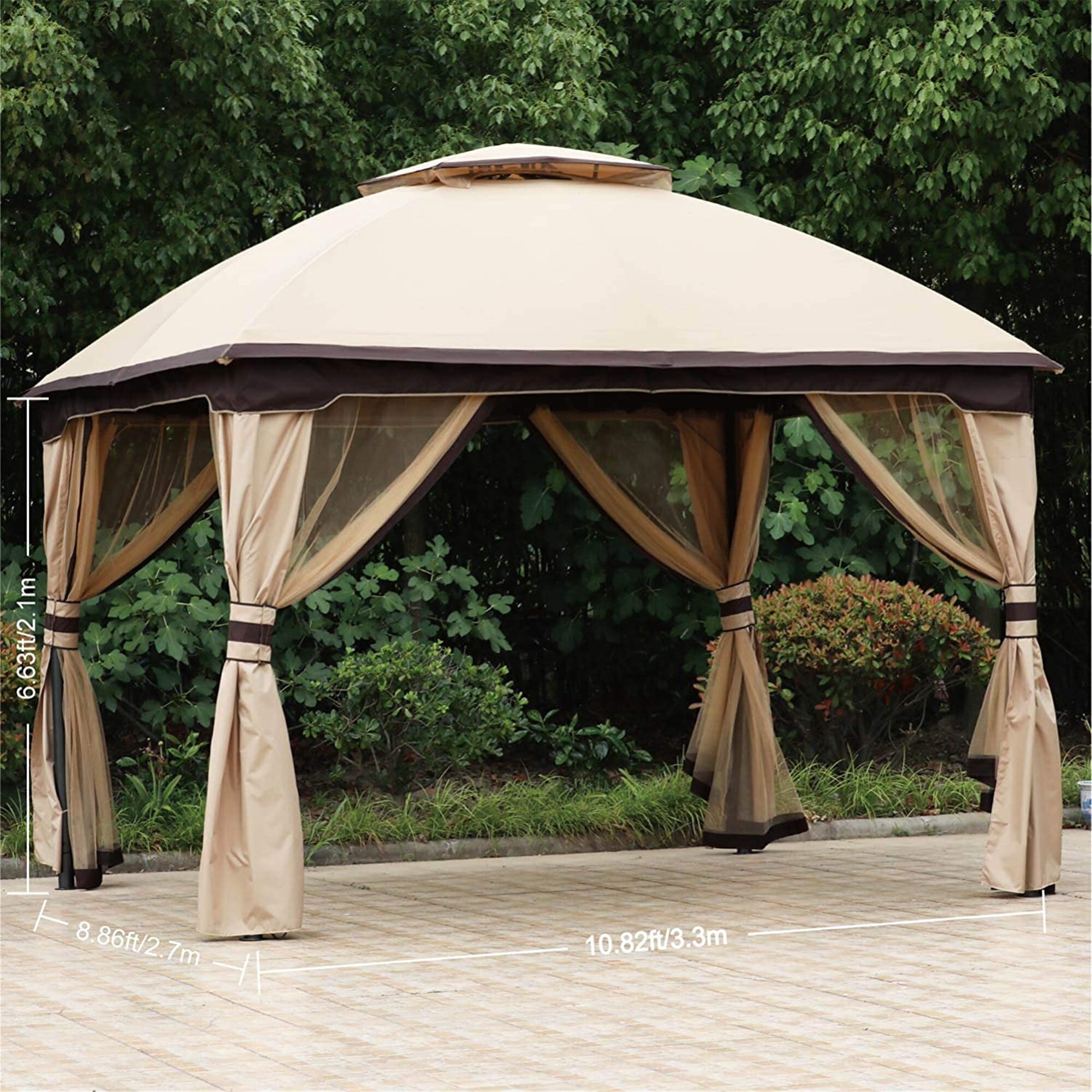 Shop 10 X12 Patio Gazebo Canopy Double Soft Top Garden Shelter Tent With Mosquito Netting For Your Yard 10 X 12 Overstock 31428085