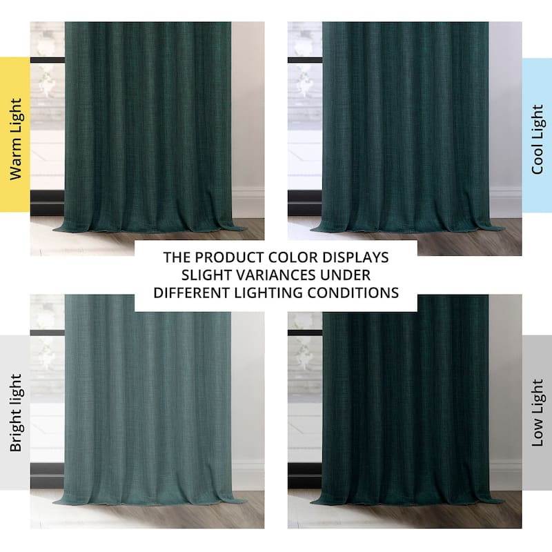 Exclusive Fabrics Textured Faux Linen Extra Wide Room Darkening Curtains for Bedroom & Living Room Curtains (1 Panel)