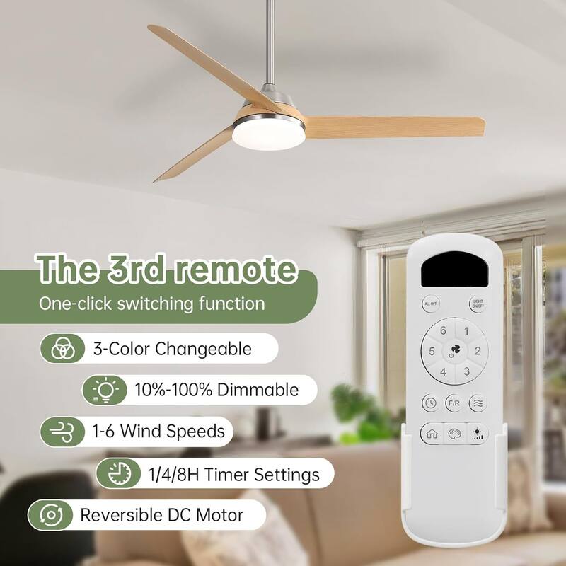 52-In Indoor/Outdoor Modern Integrated LED Nickel Ceiling Fan with Light and Remote Control