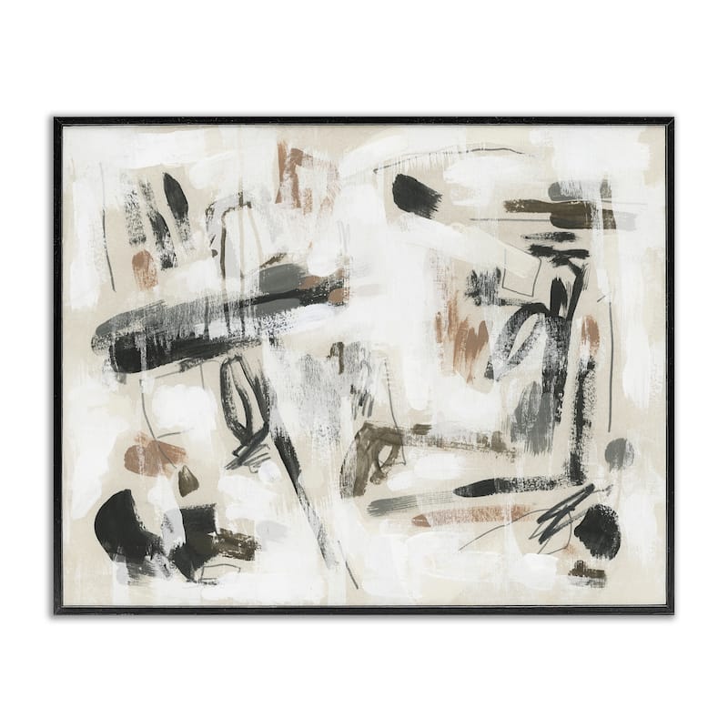 Stupell Subtle Abstract Brush Strokes Framed Giclee Art Design By June Erica Vess - 14 x 11 - Black