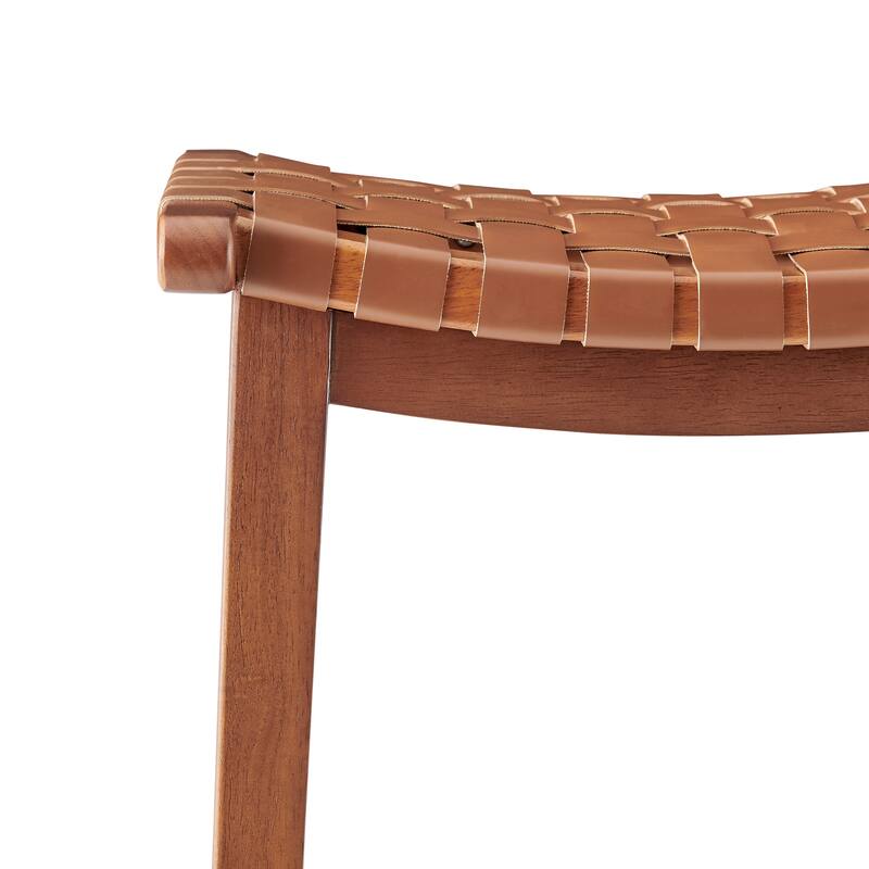 NPD Furniture Marco Faux Leather Backless Counter Stool with Medium Brown Legs Color