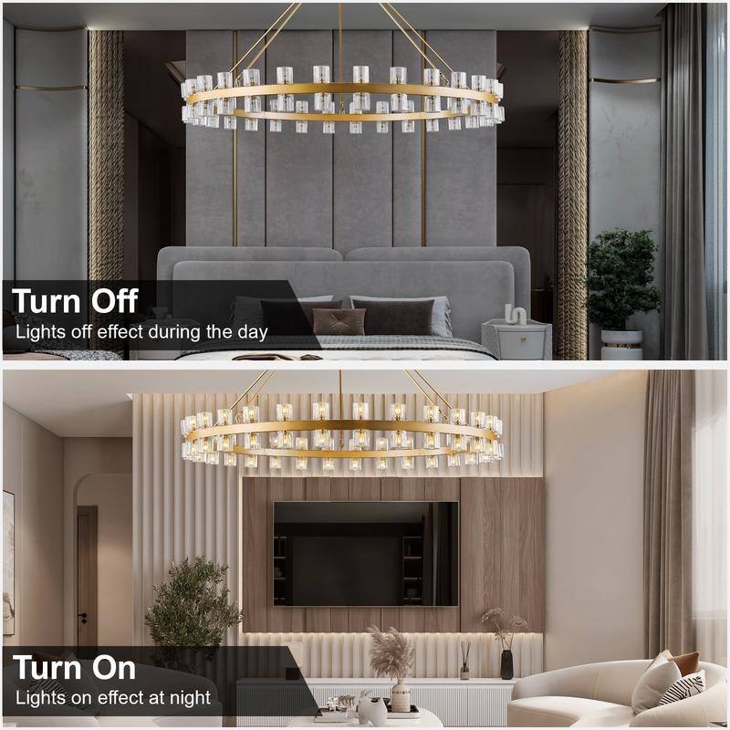 KAYLA Wagon Wheel Chandelier With Crystal Shade