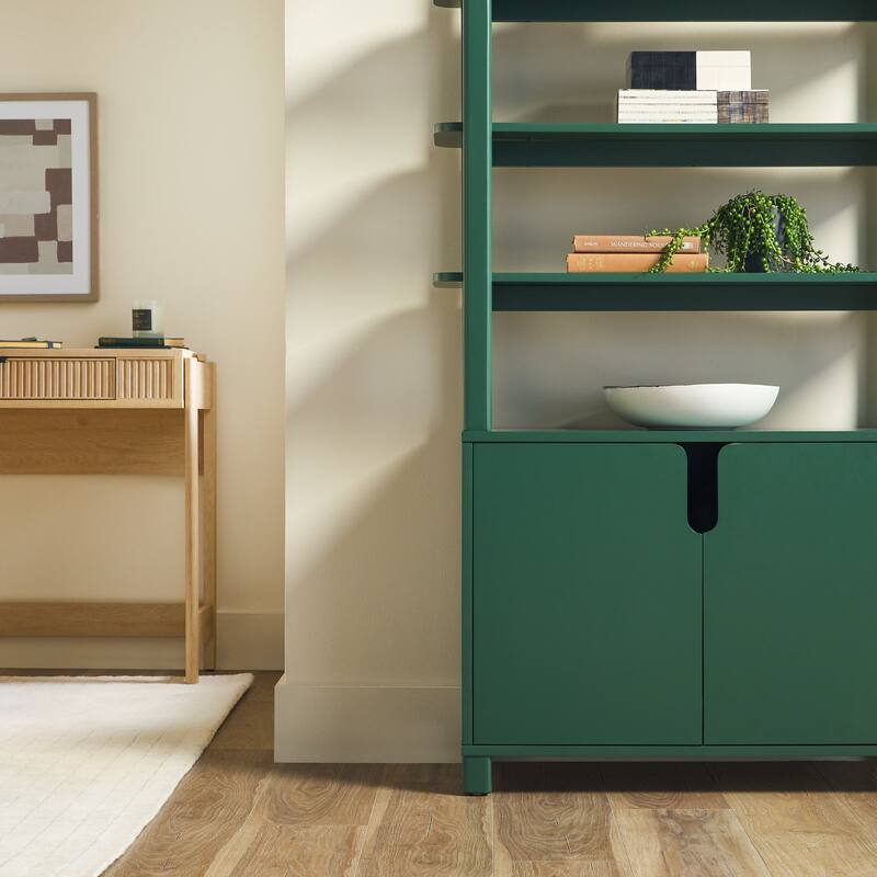 Walker Edison Modern Wood Arched Cabinet Bookcase with Storage