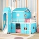 preview thumbnail 1 of 14, Fun and Durable Full Bunk Bed with Slide, Castle Elements, and Semi-Enclosed Space for Kids, Strong Support and Safety Features Blue