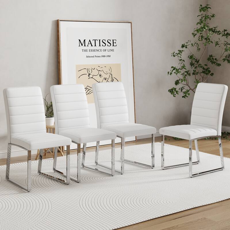 2-Pack - Premium PU Office, Dining Chairs w/ High-Density Foam, Sturdy Iron Legs