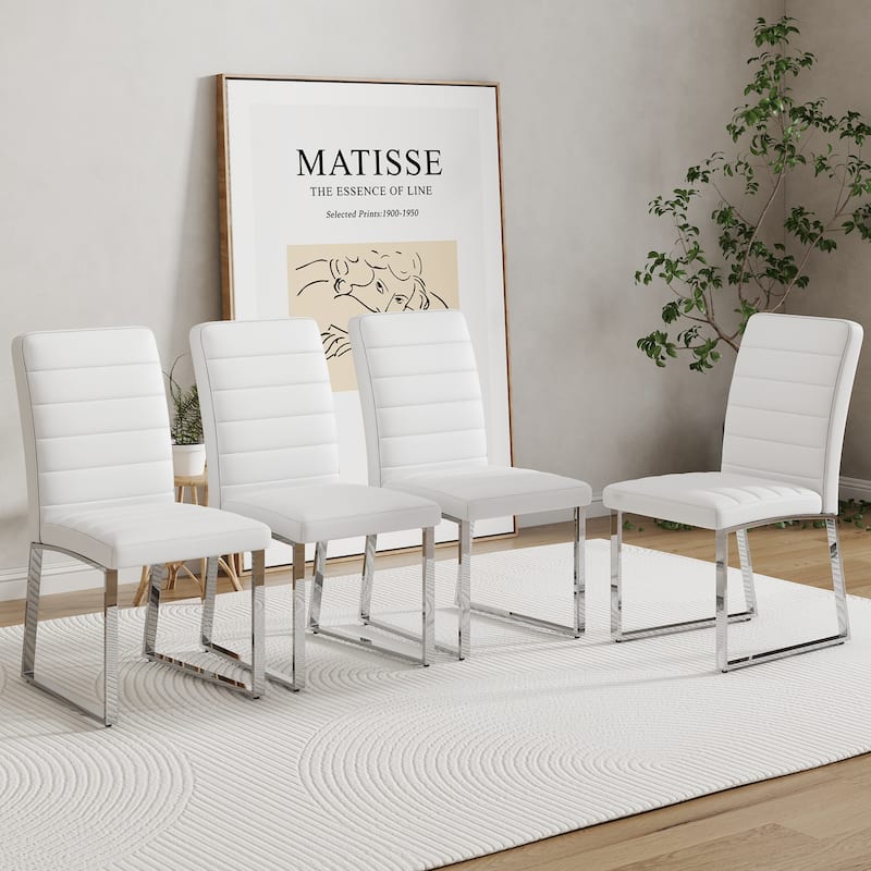 4-Pack - Heavy-Duty Chairs Set: 2.1" Thick Cushion, Iron Frame, Perfect For Home Or Office, Classic Colors