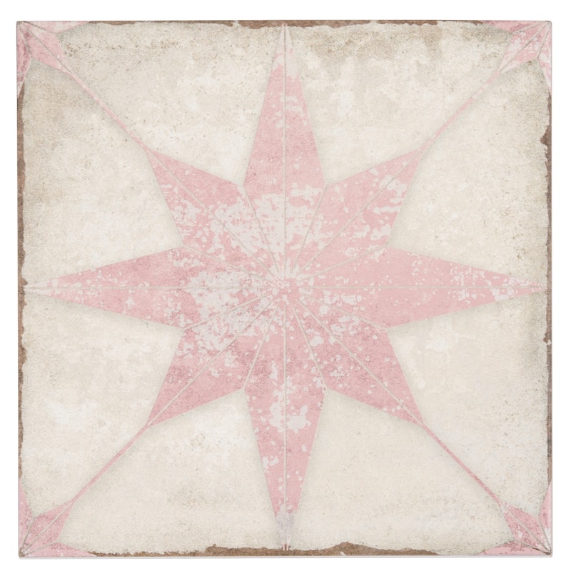 Faenza 8x8 White Pink Porcelain Square Motif Wall and Floor Tile (6.46 sq ft/case) - 15 Pack