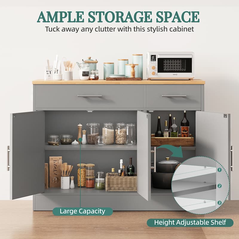 3-Door Buffet Sideboard Accent Cabinet - Multifunctional Organizer