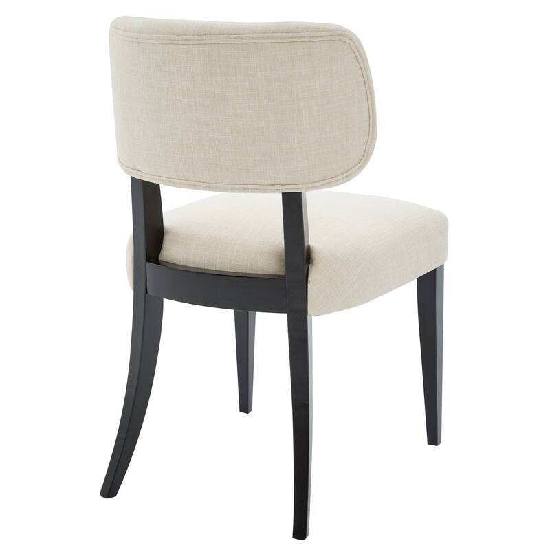 Wooden Dining Chairs Set of 2, Fabric Upholstered Dining Room Chair & Kitchen Chairs, Accent Chair with Curved Backrest