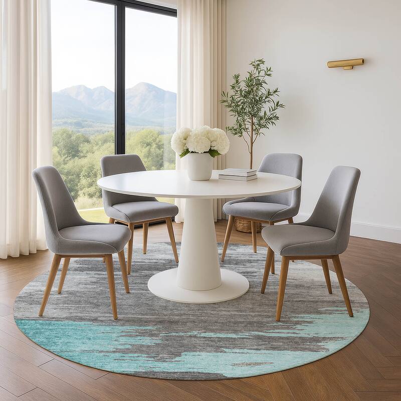 Premium Washable Super Soft Abstract Glam Mayfield Rug - Teal - 8' x 8'