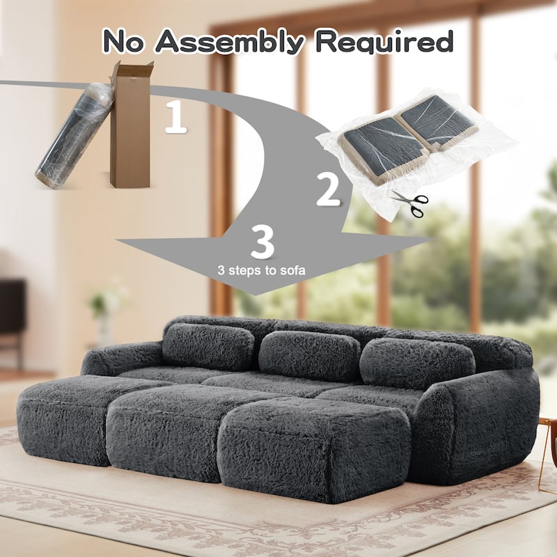 Roomfitters 3-Seater Plush Boneless Sofa with Ottoman, No Assembly 32D Cloud Couch