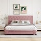preview thumbnail 27 of 26, Nestfair Queen Size Linen Upholstered Platform Bed with 3 Drawers
