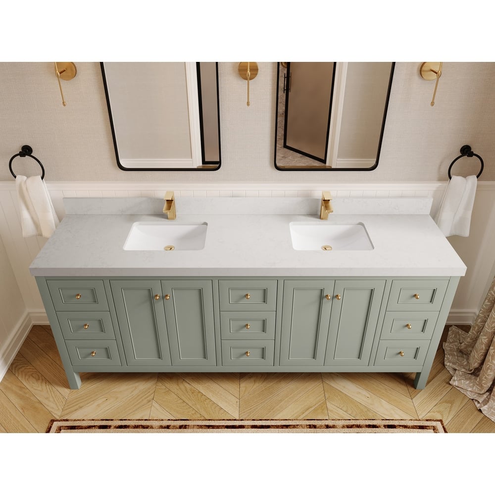 Willow Collections 84 in. W x 22 in. D Nashville Double Bowl Sink Bathroom Vanity with Countertop