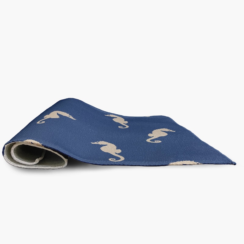 Sea Horses Beach Style Chenille Area Rug