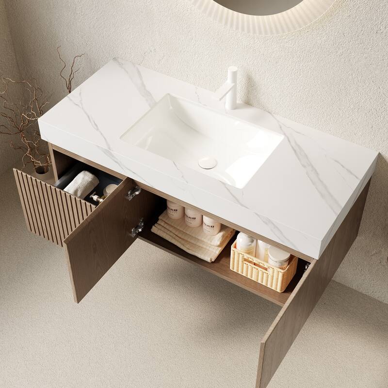 Floating Storage Bathroom Vanity with 1 Pre-drilled Faucet Hole