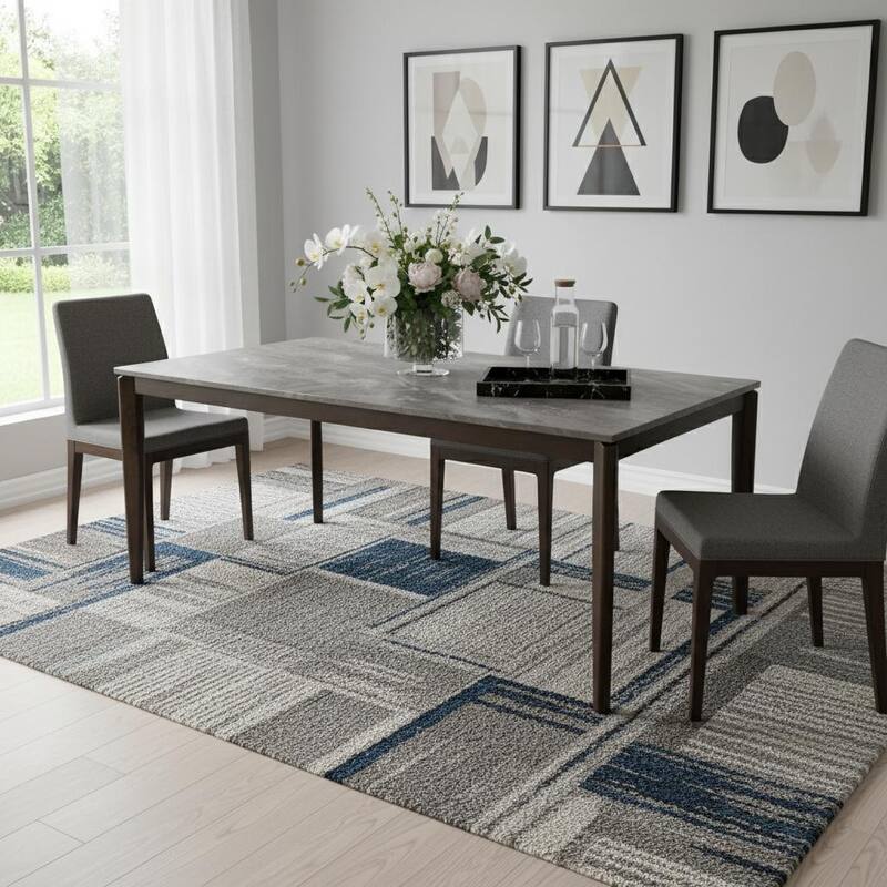 HomeRoots 79" Gray and Walnut Faux Marble and Wood Dining Table - 78.70 in. x 29.50 in. x 39.80 in. - Gray - 78.70 in. x 29.50 in.  x 39.80 in.