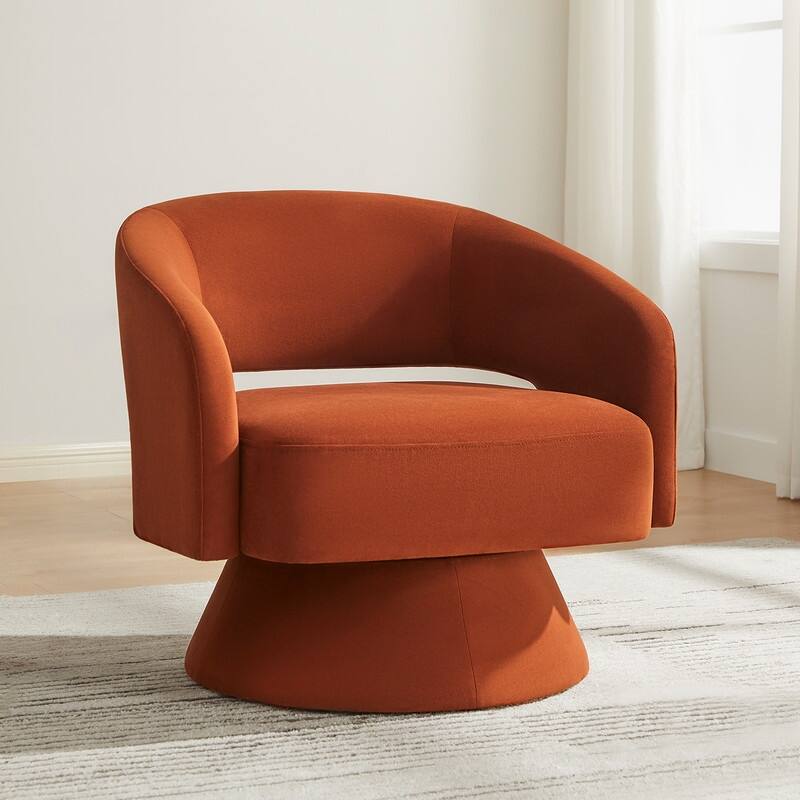 Spruce & Spring Jamie Swivel Fabric Accent Chair - Burnt Orange