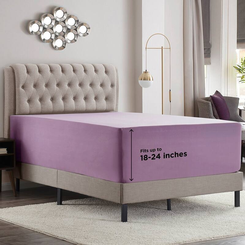 Empyrean Bedding Extra Deep Pocket Microfiber Fitted Sheet Set - Lavender Dream - Twin