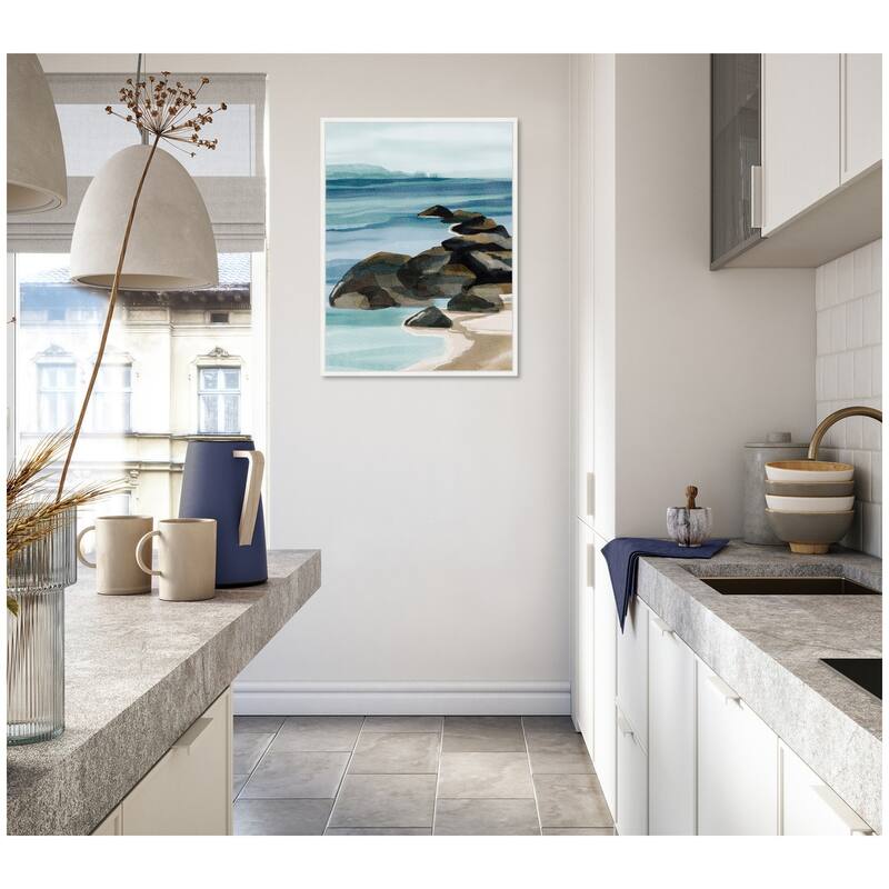 Kate and Laurel Sylvie Ocean Breeze ll Framed Canvas by Nikita Jariwala