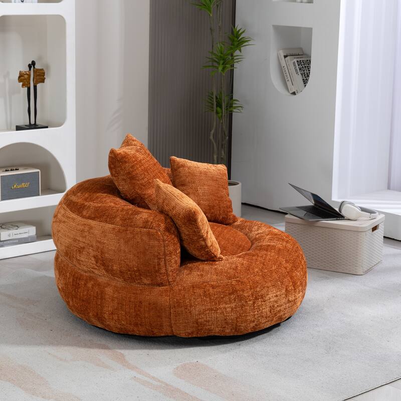 Chenille Lazy Sofa with Pillows