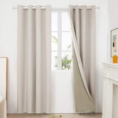 Deconovo Faux Linen Total Blackout Grommet Curtain (2 Panels)