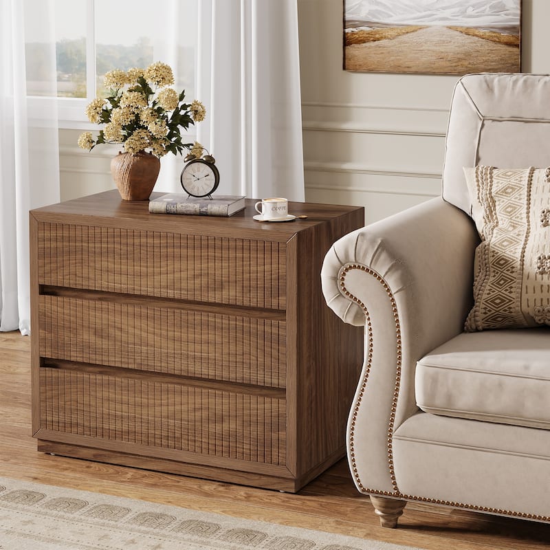 31-inch Wide Farmhouse Nightstand with 3 Drawers