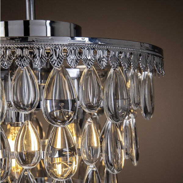 3lite Vintage Swag lamp chandelier tole brass Deco Insp Lily crystal lighting 