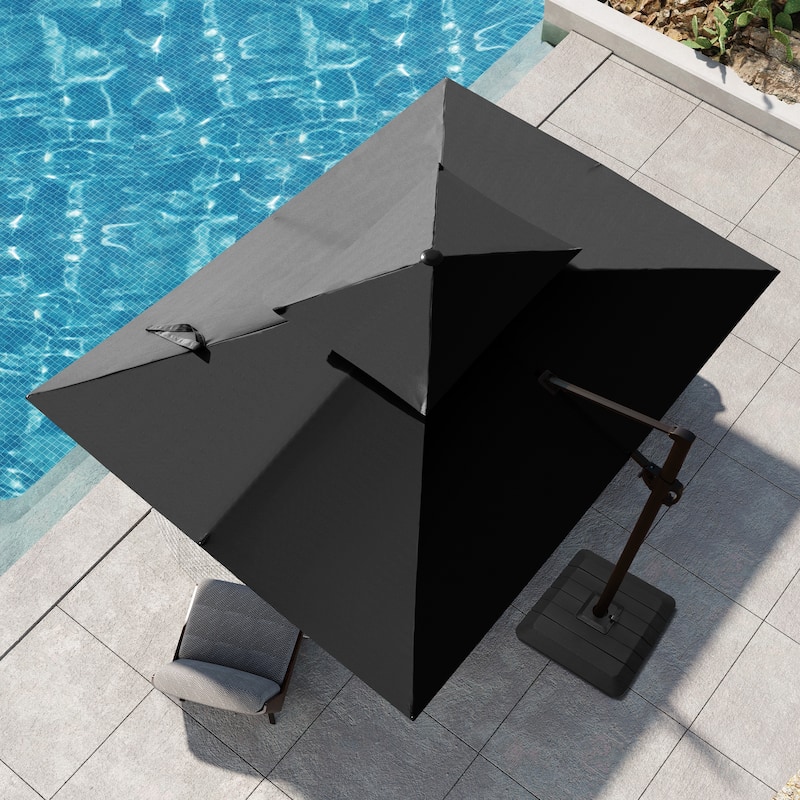 9 FT x 12 FT Outdoor Patio Dual Top Umbrella Cantilever Offset with Premium Base - Black