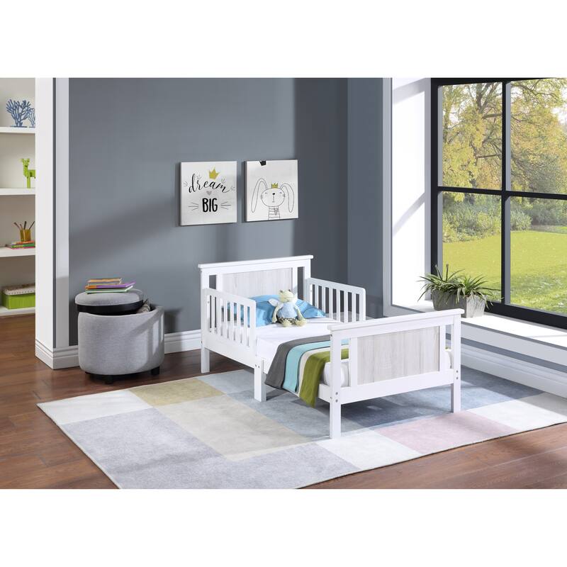 Wood Reversible Panel Toddler Bed, NOT included nightstand - White